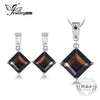 7.5ct Genuine Smoky Quartz Pendant Necklace Dangle Earrings 925 Sterling Silver 45cm Chain Jewelry Sets For Women