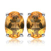 925 Sterling Silver Classic Solitaire Stud Earrings Natural Citrine Garnet Amethyst Topaz Peridot Gemstone Jewelry
