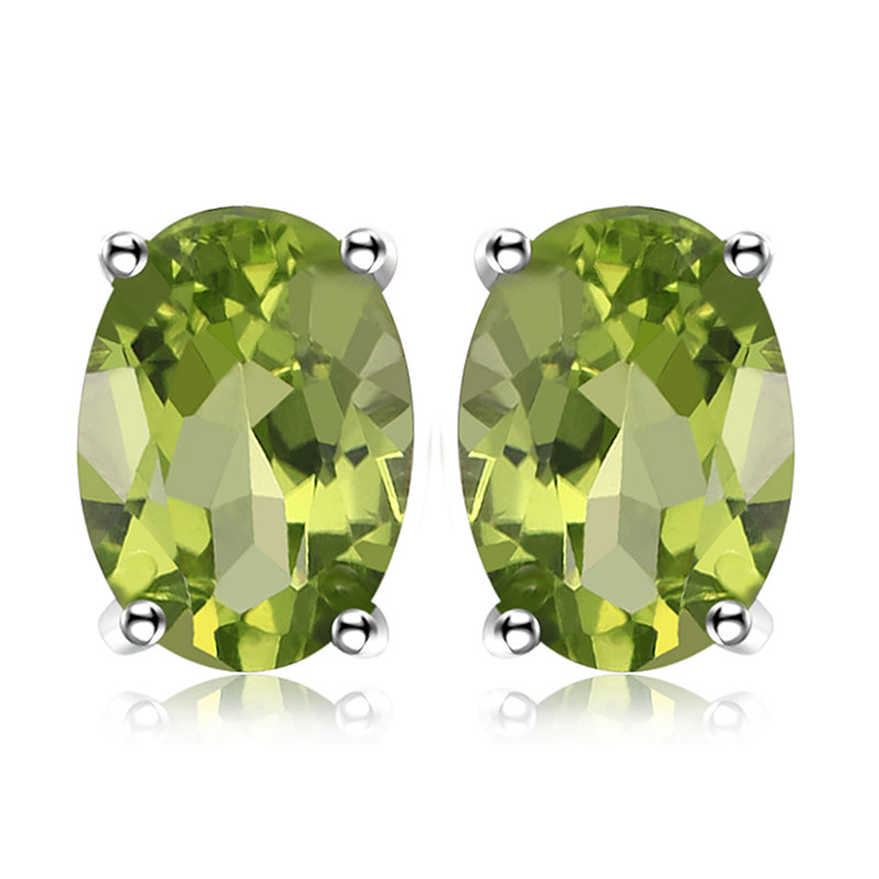 925 Sterling Silver Classic Solitaire Stud Earrings Natural Citrine Garnet Amethyst Topaz Peridot Gemstone Jewelry