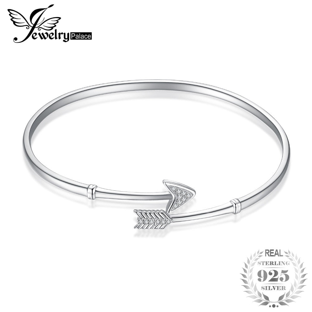 925 Sterling Silver Cupid's Arrow Cubic Zirconia Adjustable Cuff Bracelet 2020 Hot Selling Personal Jewelry