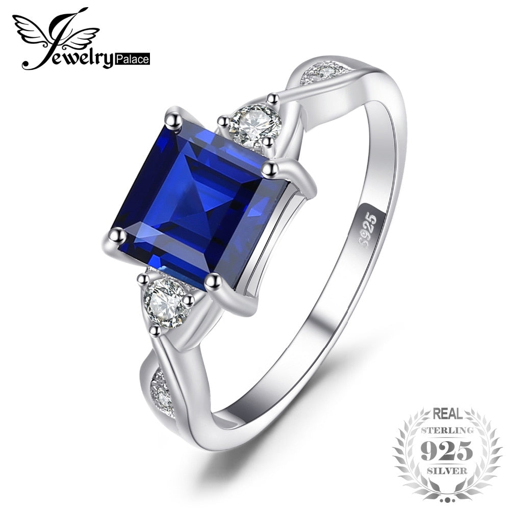 Anniversary 2.3ct Created Sapphire 3 Stone Ring Genuine 925 Sterling Silver Fine Jewelry Birthd Gift for Women