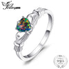 Black Fire Opal Multicolor Irish Claddagh Ring Solid 925 Sterling Silver Rings Love Heart Rainbow Gemstone Jewelry