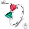 Bow 1.8ct Trillion Cut Green Nano Russian Simulated Emerald Red Created Ruby Ring Genuine 925 Sterling Silver
