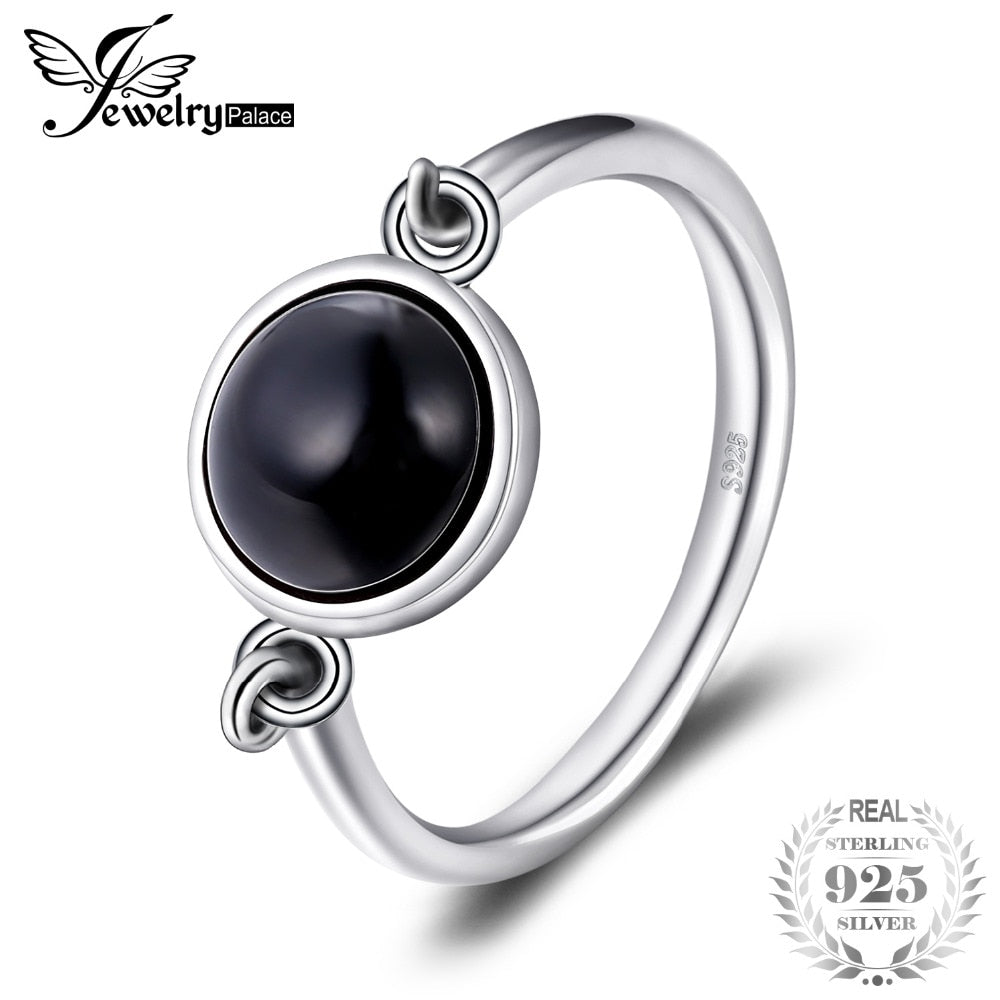 Cabochon Cut 1.5ct Genuine Black Onyx Solitaire Ring 925 Sterling Silver Beautiful For Woman 2020 New Hot As Gifts