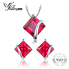 Classic Square 6.1ct Created Ruby Stud Earrings Pendants & Necklaces 925 Sterling Silver Fine Jewelry For Women