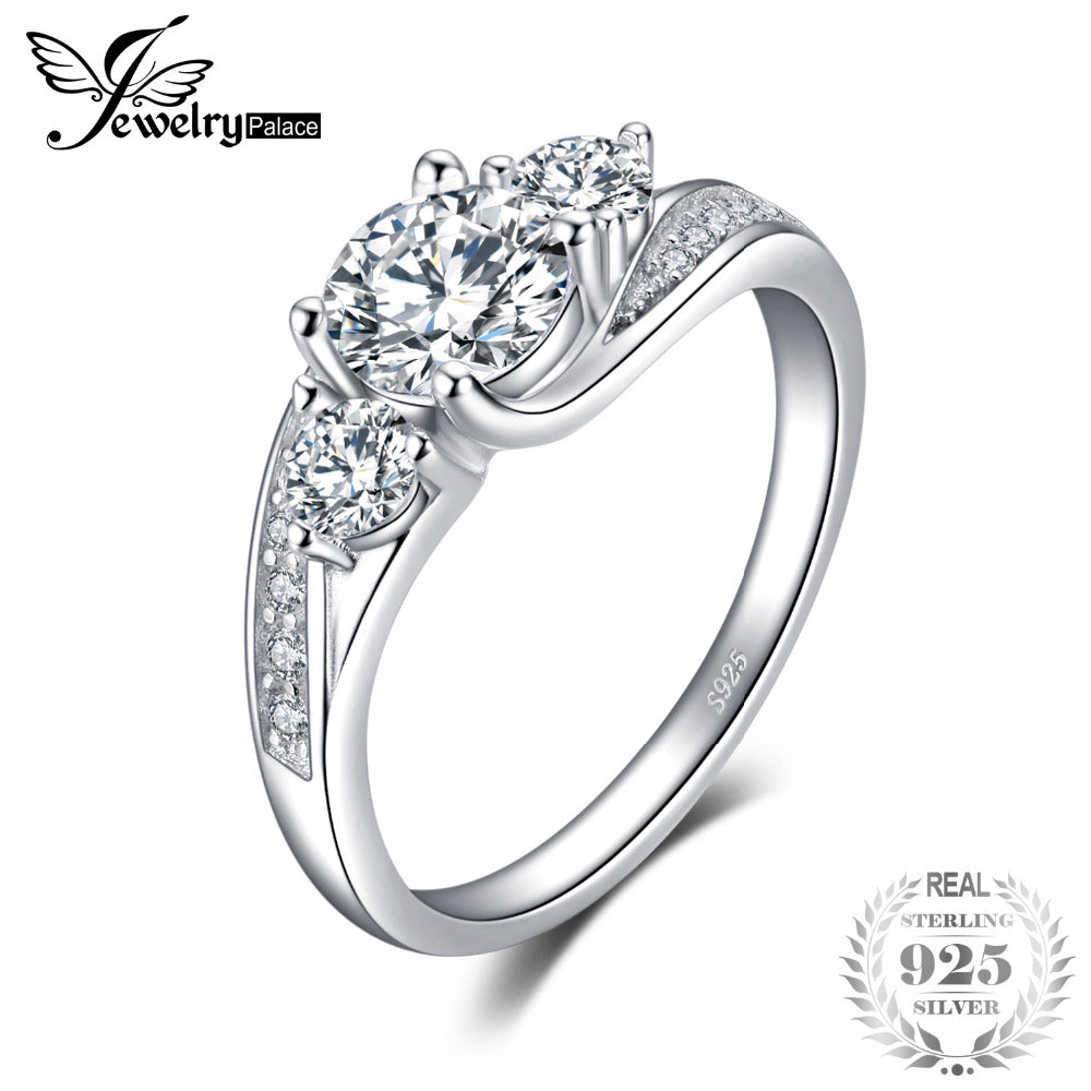 Classict Cubic Zirconia Engagement Promise Wedding Ring 925 Sterling Silver Birthd Present For Girlfriend