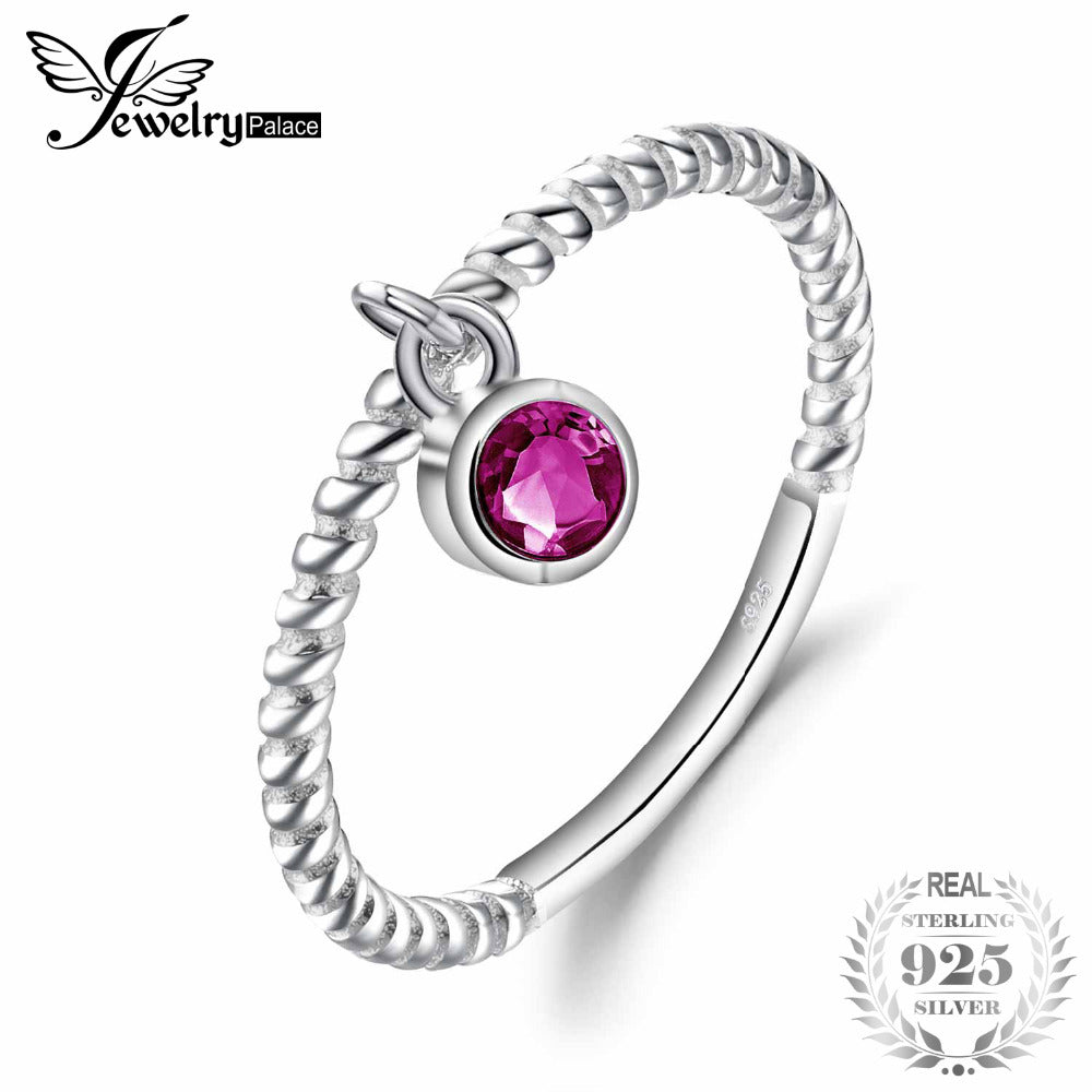 Created Ruby Rope Stackable Ring For Women 925 Sterling Silver Brand New Fine Jewelry best gift For Women