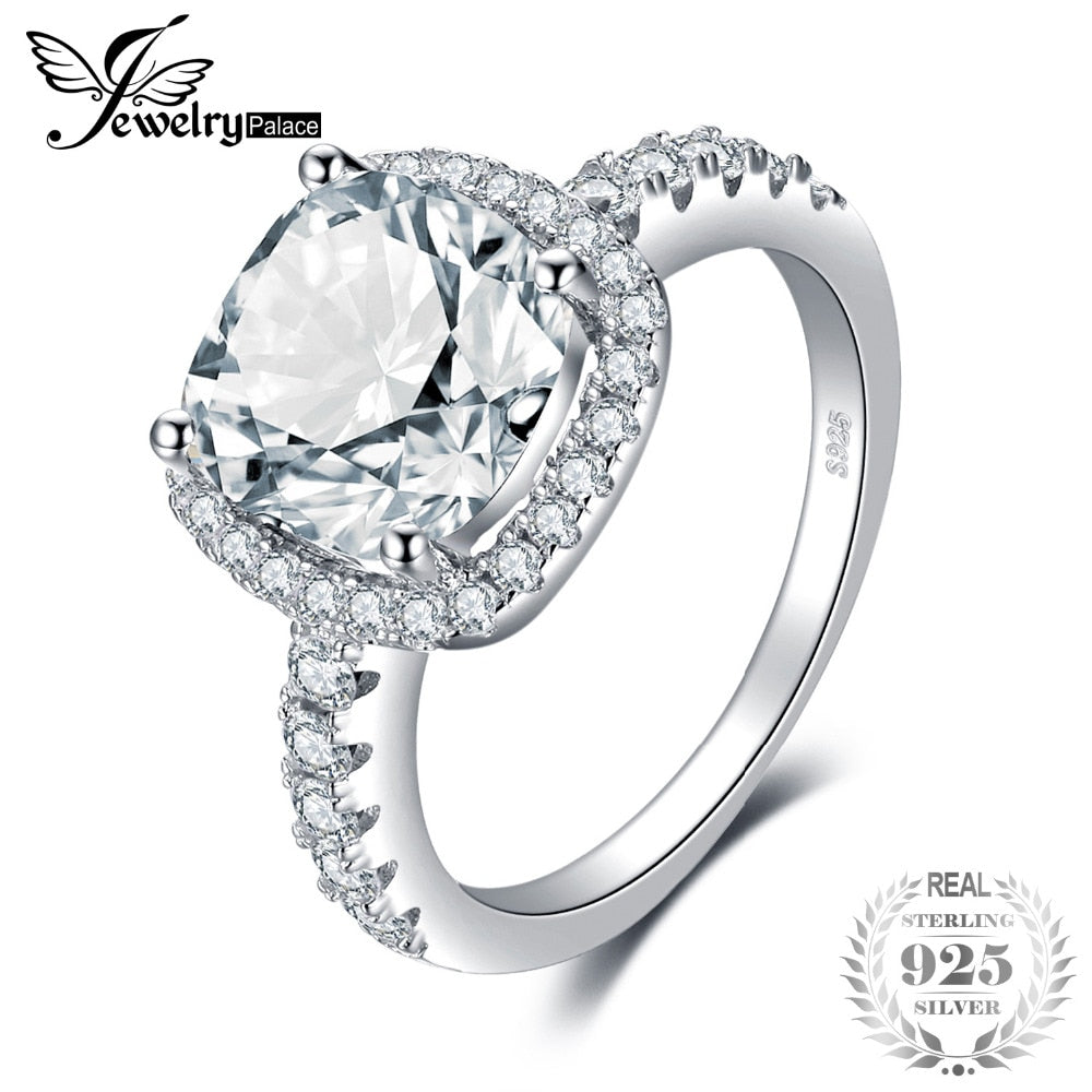 Cushion 3ct Wedding Halo Solitaire Engagement Ring 925 Sterling Silver Ring for Wedding Jewelry 2020 New Hot
