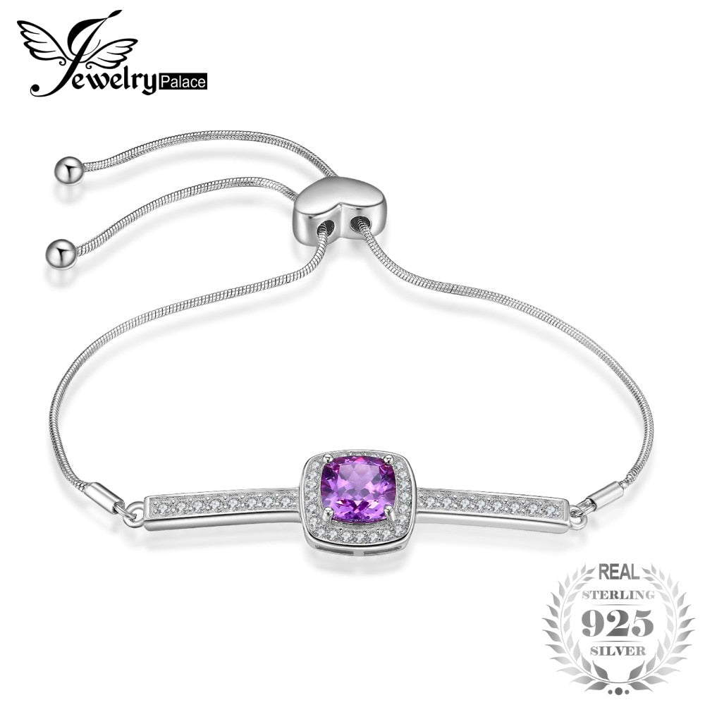 Elegant 2.43ct Created Alexandrite Sapphire Cubic Zirconia Halo Adjustable Bracelets For Women 925 Sterling Silver
