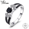 Elegant Natural Black Spinel Wedding Bands Rings For Women Genuine 925 Sterling Silver Statement Jewelry
