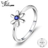 Fashion 0.08ct Created Sapphire Solitaire Ring 100% Real 925 Sterling Silver Fine Jewelry Flower Shape Ring