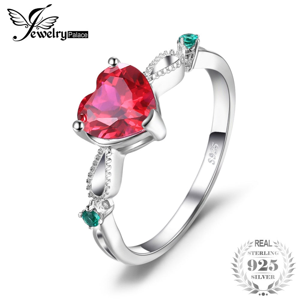 Fashion 1.7ct Created Ruby 3 Stone Ring Real 925 Sterling Silver Jewelry Wedding Engagement Ring For Women