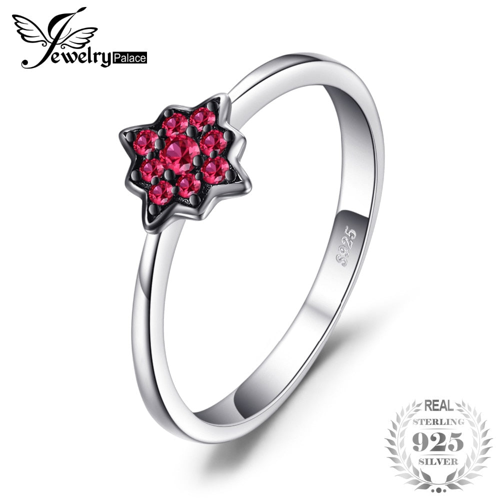 Fashion Flowers Created Ruby Rings 100% Real 925 Sterling Silver Jewelry For Women Charms Party Accessories