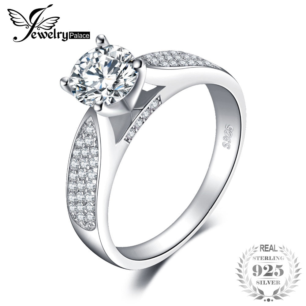 Fashion Round Cubic Zirconia Wedding Ring For Women Real 925 Sterling Silver Fashion Jewelry Ring Birthd Present