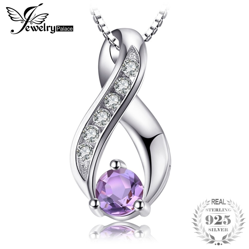 Fashion Round Natural Amethyst Pendants For Women Real Pure 925 Sterling Silver Fine Jewelry Not Include a Chain