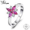 Flower 0.86ct Created Ruby Ring Real Pure 925 Sterling Silver New Fashion Party Rings For Women Brand Fine Jewelry