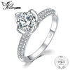 Flower 2 Row Pave 1.9ct Cubic Zirconia Solitaire Engagement Ring 925 Sterling Silver Beautiful 2020 New Hot