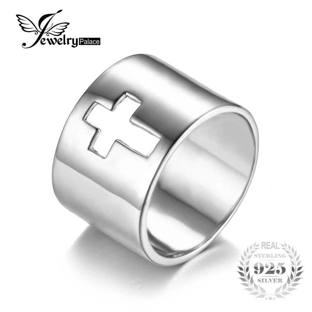 Genuine 925 Sterling Silver Anniversary Wedding Band Cross Promise Classic Ring New For Women Fine Jewelry