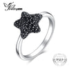 Genuine 925 Sterling Silver Dazzling Star 0.5ct Natural Black Spinel Pave Finger Ring For Women Party Fine Jewelry