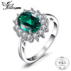 Green Emerald 925 Sterling Silver Fashion Princess Diana Engagement Wedding Ring For Women Solitaire