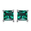 Hot Sale Square Created Sapphire Emerald Ruby Authentic 925 Sterling Silver Stud Earrings Jewelry Women Fashion