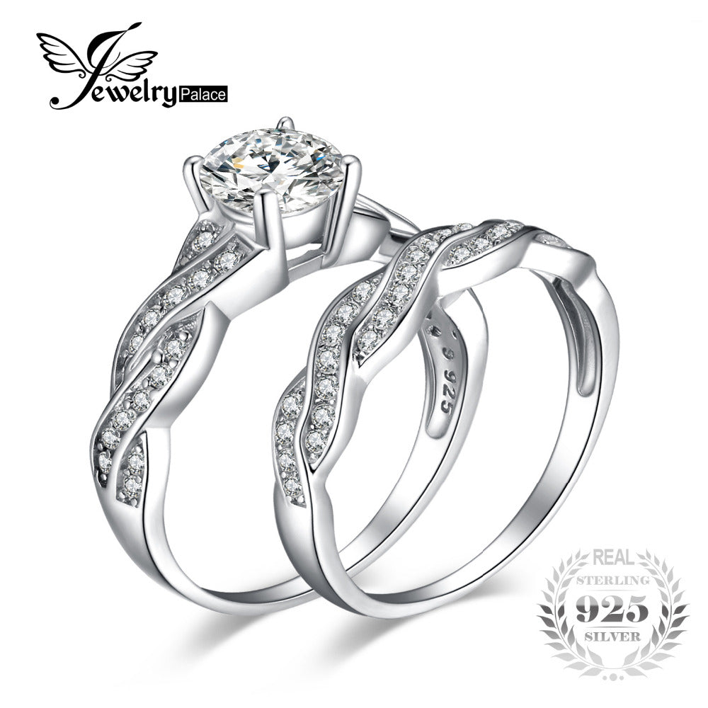 Infinity 1.5ct Simulated Diamond Anniversary Promise Wedding Band Engagement Ring Bridal Sets 925 Sterling Silver