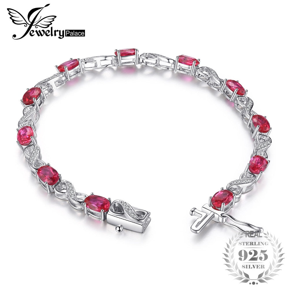 Love Infinity 6.8ct Oval Created Ruby Tennis Bracelet 925 Sterling Silver Fashion Wedding Jewelry For Women Gift