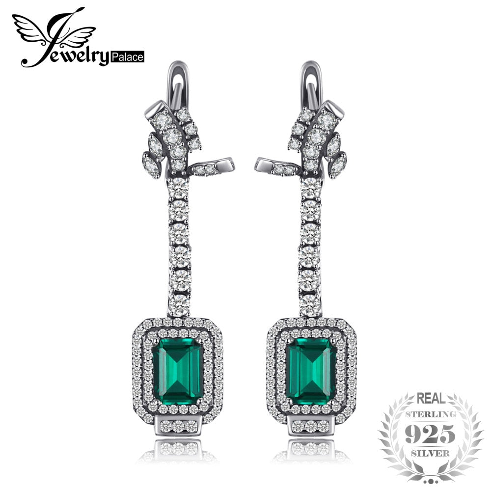 Luxury 5.06ct Created Emerald Clip Earrings 100% Real 925 Sterling Silver Women Earrings 2020 Vintage Fine Jewelry