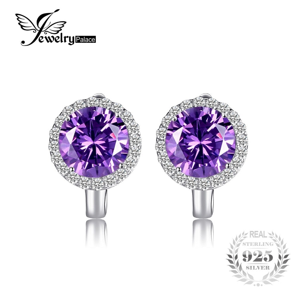 Luxury 6.1ct Created Alexandrite Sapphire Clip Earrings 925 Sterling Silver Charms Brand Fine Jewelry For Women