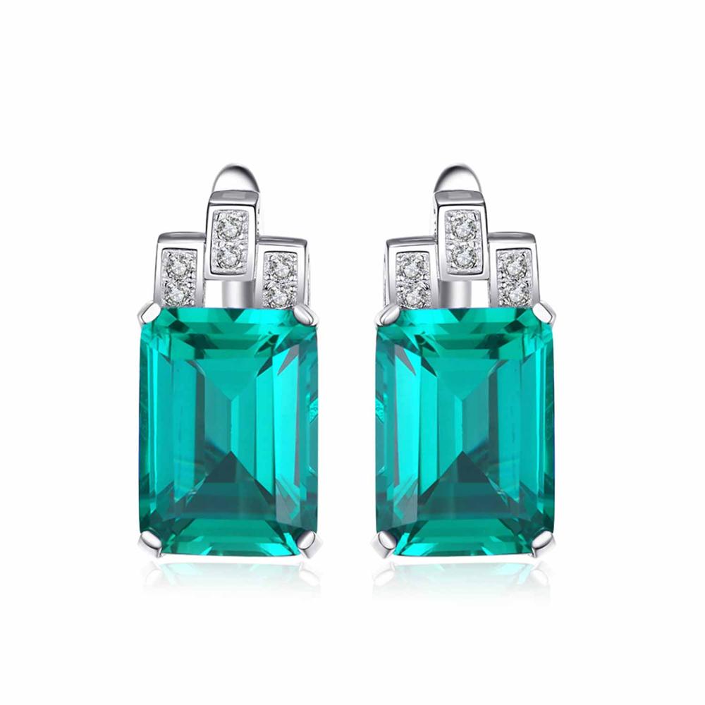 Luxury 7.6ct Nano Russian Simulated Emerald 925 Sterling Silver Clip Earrings Gift For Women Hot Selling