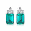 Luxury 7.6ct Nano Russian Simulated Emerald 925 Sterling Silver Clip Earrings Gift For Women Hot Selling