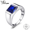 Men's Created Sapphire Ring Genuine 925 Sterling Silver Men Wedding Band Jewelry Gift for Father's Day