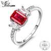 Modern 4.4ct Emerald Cut Created Ruby & CZ Engagement Rings For Women Gift 925 Sterling Silver Charms Fine Jewelry