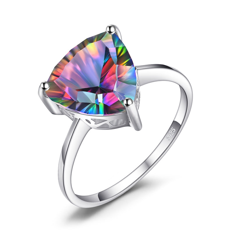 Natural Rainbow Fire Mystic Topaz Ring 925 Sterling Silver Ring Engagement Wedding Jewelry Anniversary Gifts