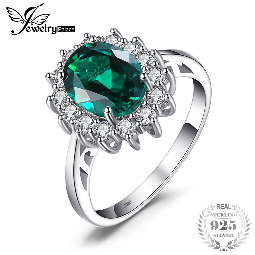 Princess Diana William Kate Middleton's 2.5ct Created Emerald Ring Solid 925 Sterling Silver Ring For Women Gift