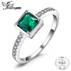 Square 0.5ct Green Created Emerald Solitaire Ring Solid 925 Sterling-Silver-Jewelry Engagement Ring For Women Gift