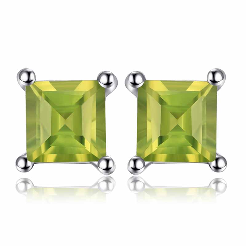 Square Natural Amethysts Citrines Garnets Peridots Topa Earrings Stud Genuine 925 Sterling Silver Jewelry Brand