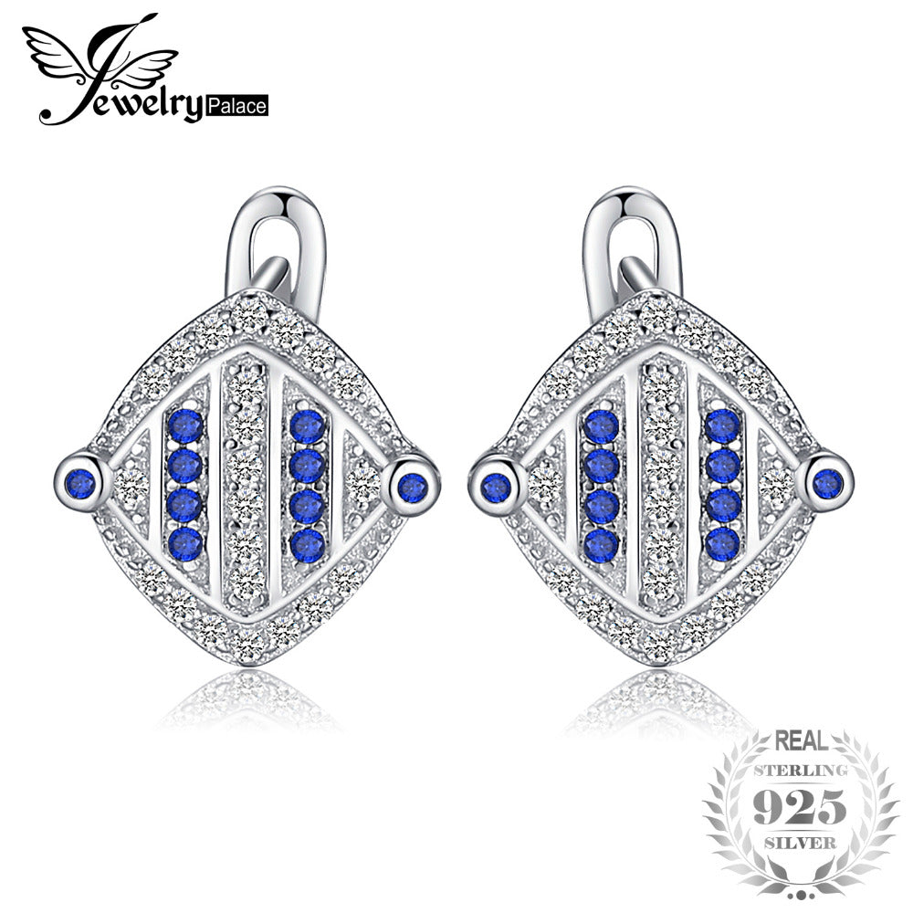 Unique 0.28ct Created Blue Spinel Clip Earrings 925 Sterling Silver Fine Jewelry Women Fashion Accessories