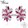 Unique Design 2.1ct Red Created Ruby Clip On Earrings 100% Real 925 Sterling Silver Brand New Jewelry Accessories