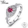 Vintage 0.43 ct Round Created Ruby Statement Ring Solid 925 Sterling Silver Women Wedding Rings Brand Fine Jewelry