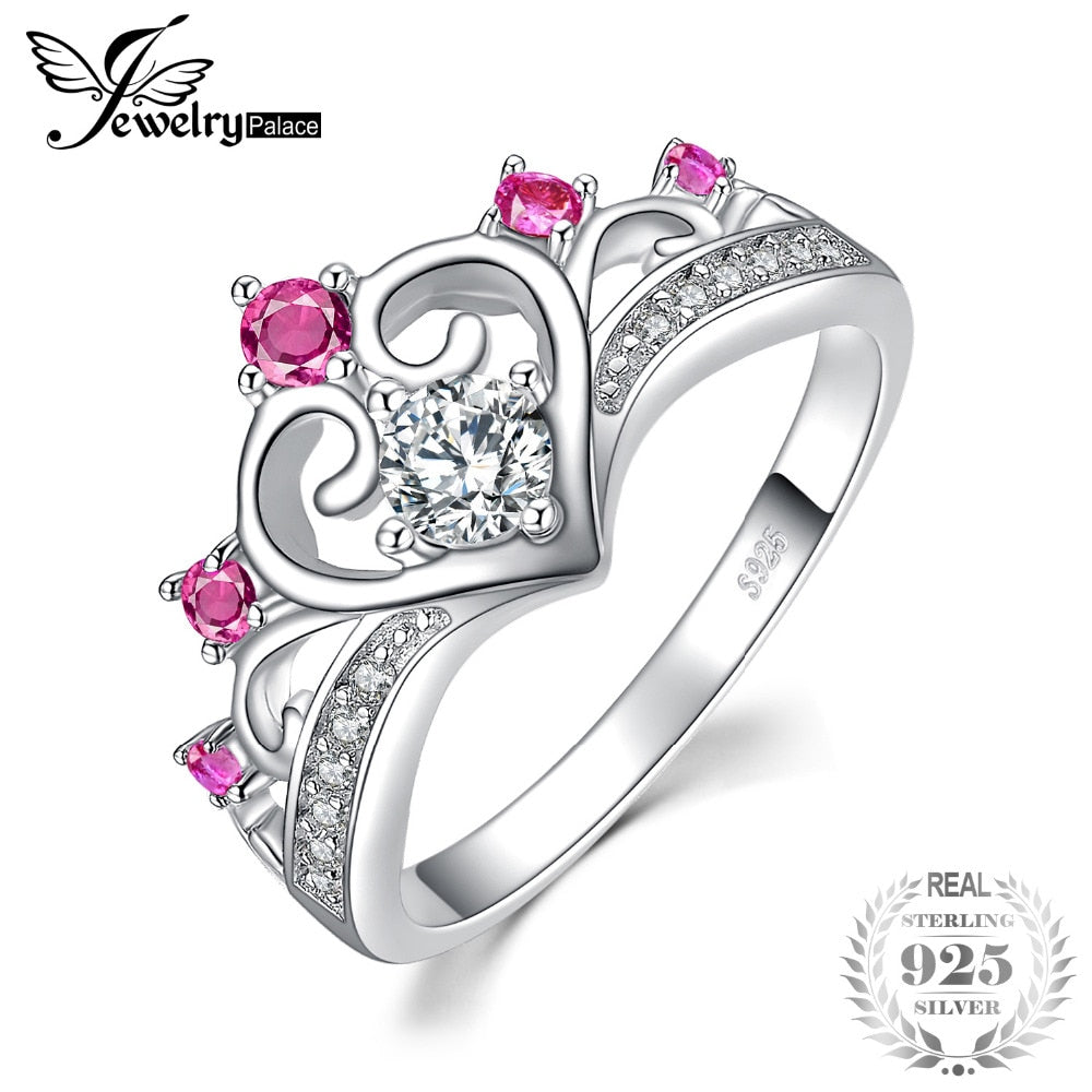 Vintage Heart Cubic Zirconia Created Pink Sapphire Anniversary Promise Ring 925 Sterling Silver For Women 2020 Hot