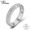Vintage Hollow Flower Engraved Filigree Milgrain CZ Anniverasry Eternity Wedding Band 925 Sterling Silver Ring