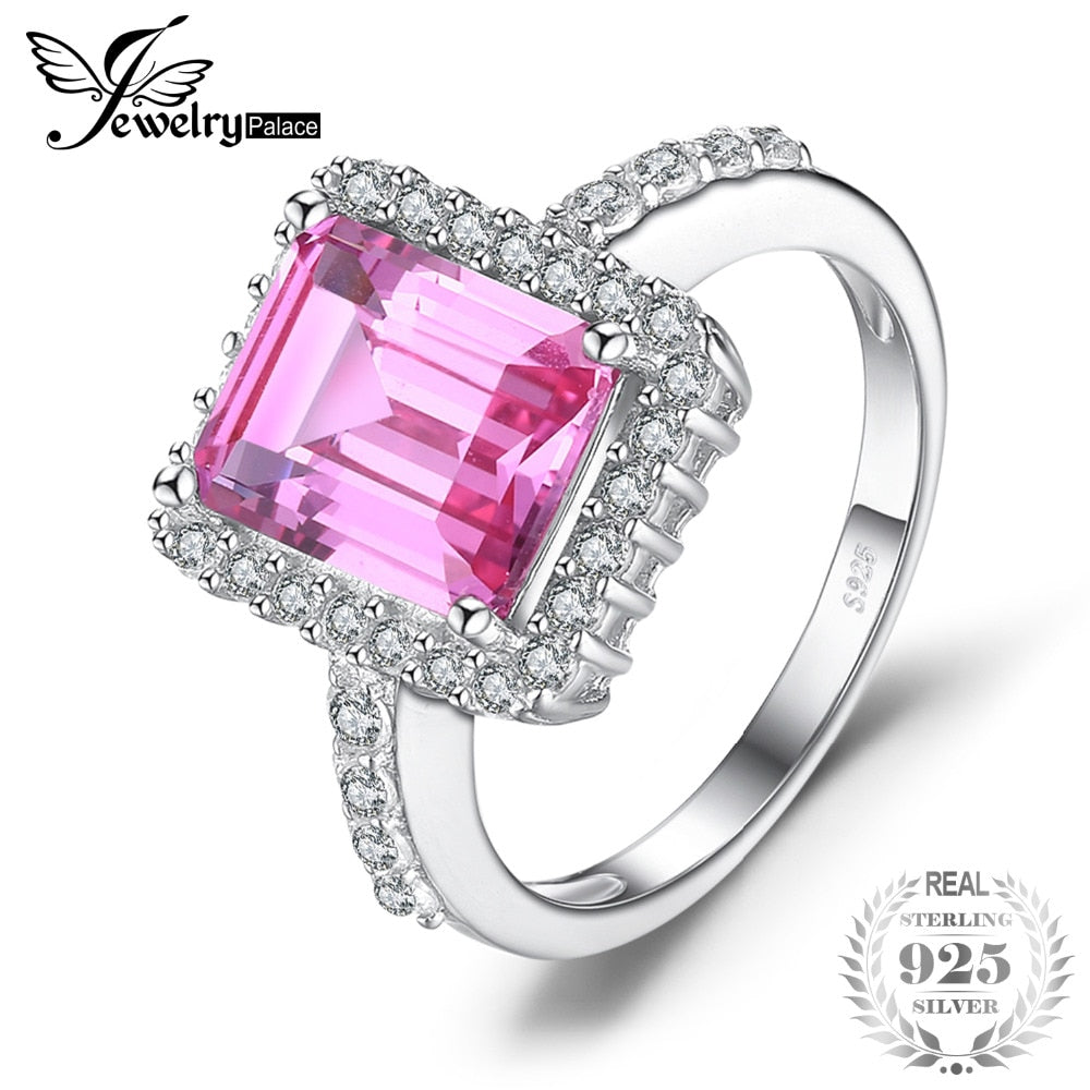 luxury 4.88ct Created Pink Sapphire Cocktail Ring 925 Sterling Silver Jewelry For Women New Fashion 2020 Hot Sale