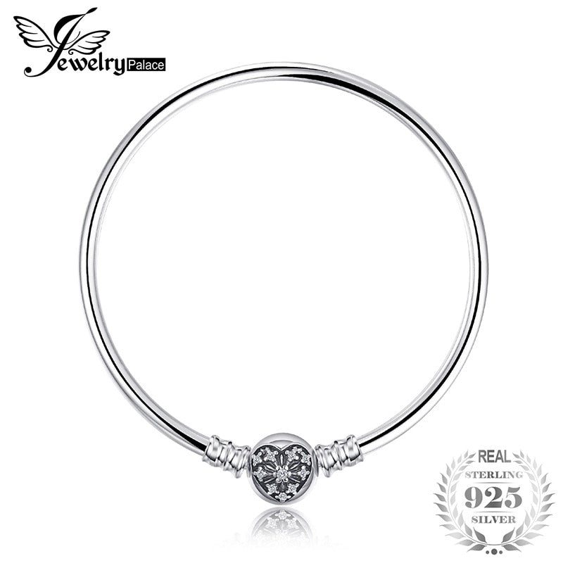 925 Sterling Silver Elegant Heart Clasp Bangle Bracelets For Women Best Gifts New Hot Sale As Beatiuful Jewelry