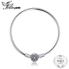 925 Sterling Silver Elegant Heart Clasp Bangle Bracelets For Women Best Gifts New Hot Sale As Beatiuful Jewelry