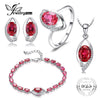 Eye Created Ruby Ring Stud Earring Bracelete Pendant Necklace 925 Sterling Silver Jewelry Sets Fine Jewelry