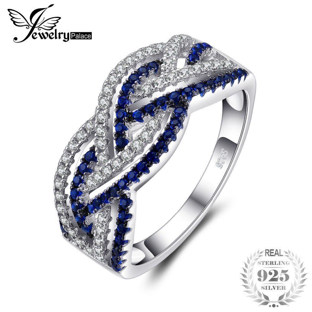 Infinity 0.2ct Created Blue Spinel Pave Ring 925 Sterling Silver Fashion Jewelry Gifts For Women Fashion Jewelry