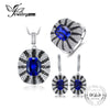 Luxury Unique Women Spinel Cocktail Ring Pendant Earrings Blue Sapphire Jewelry Sets 925 Sterling Silver New Retro
