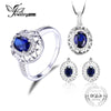 Oval 925 Sterling Silver Jewelry Set Blue Created Sapphire Ring Pendant Earring Clip Brand For Women Fine Jewelry