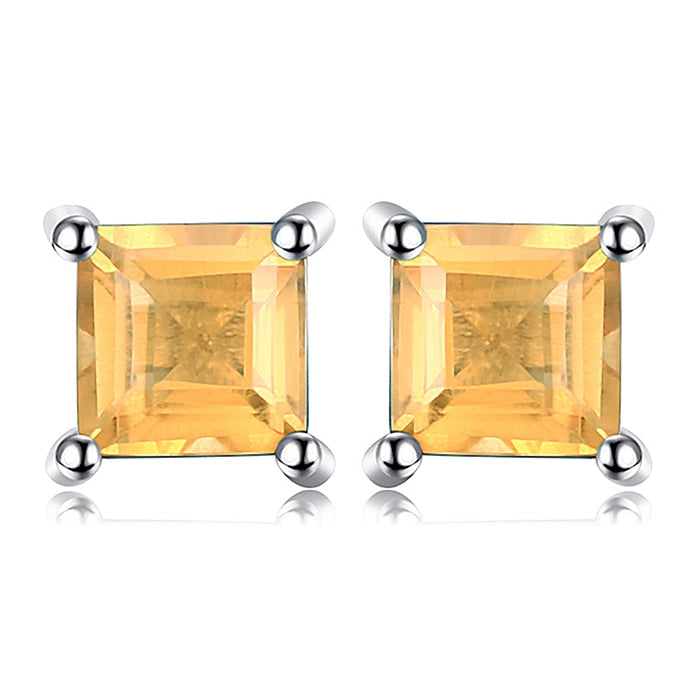 Square 0.6ct Created Emerald 925 Sterling Silver Stud Earrings Fashion Jewelry for Women